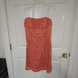 Sue Wong Coral Lace & Bead Dress